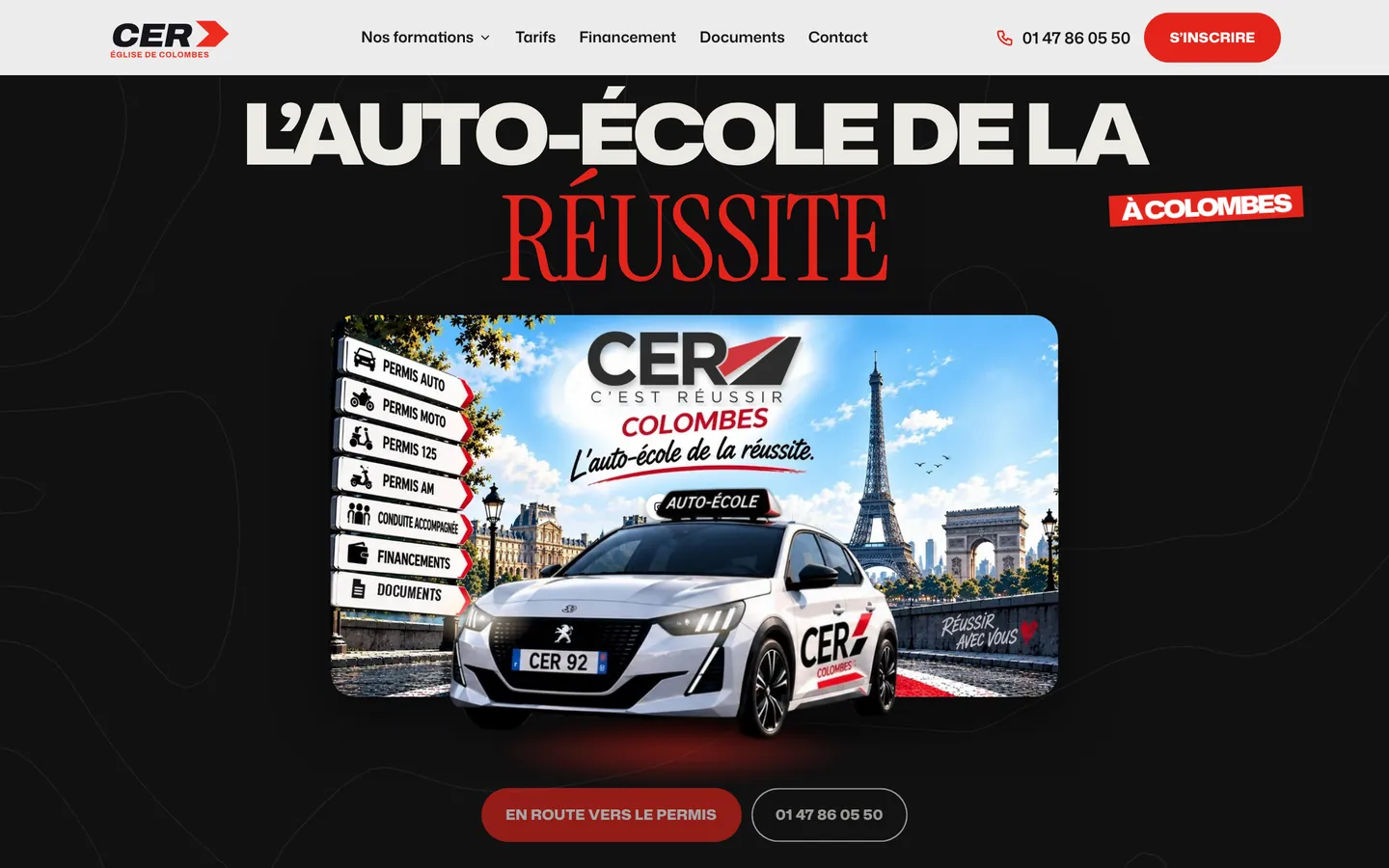 Page d’accueil du site auto-ecole-colombes.fr sur ordinateur